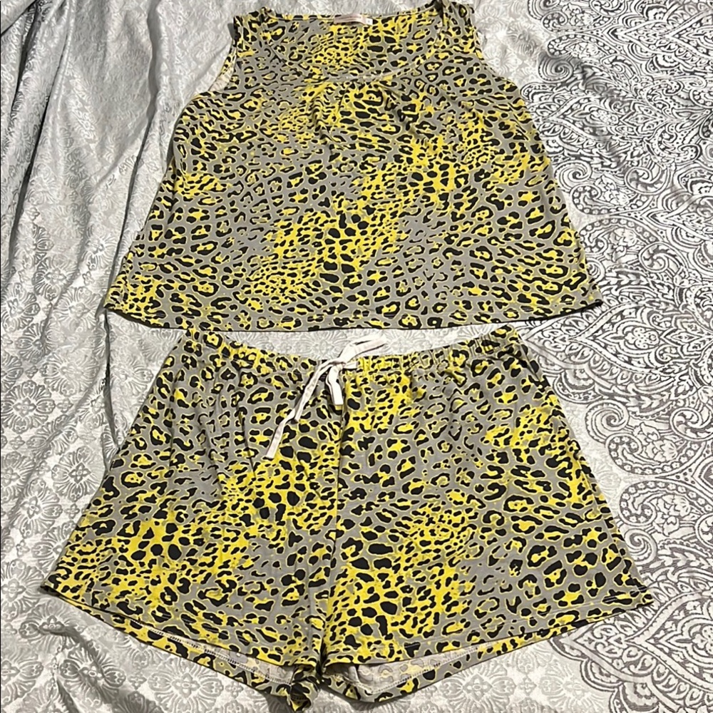 Leopard Print Sleeveless Top and Shorts Set